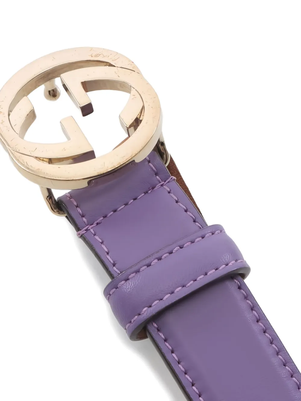 Pre-owned Gucci Interlocking G Leather Belt In Purple