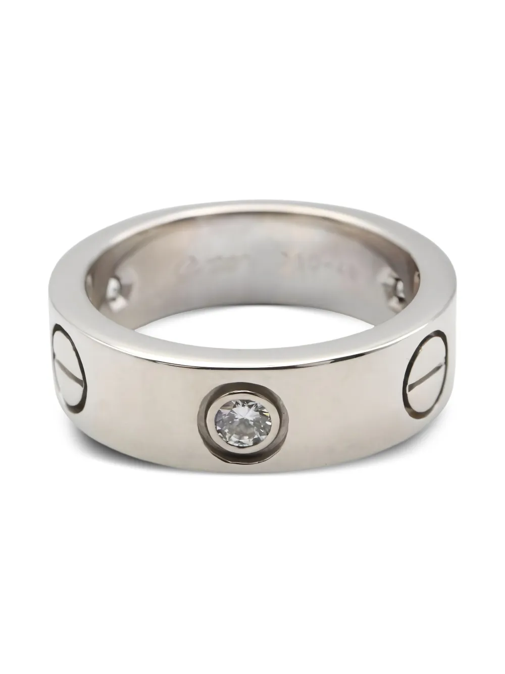 Pre-owned Cartier 14k White Gold Love Diamond Ring In Silver