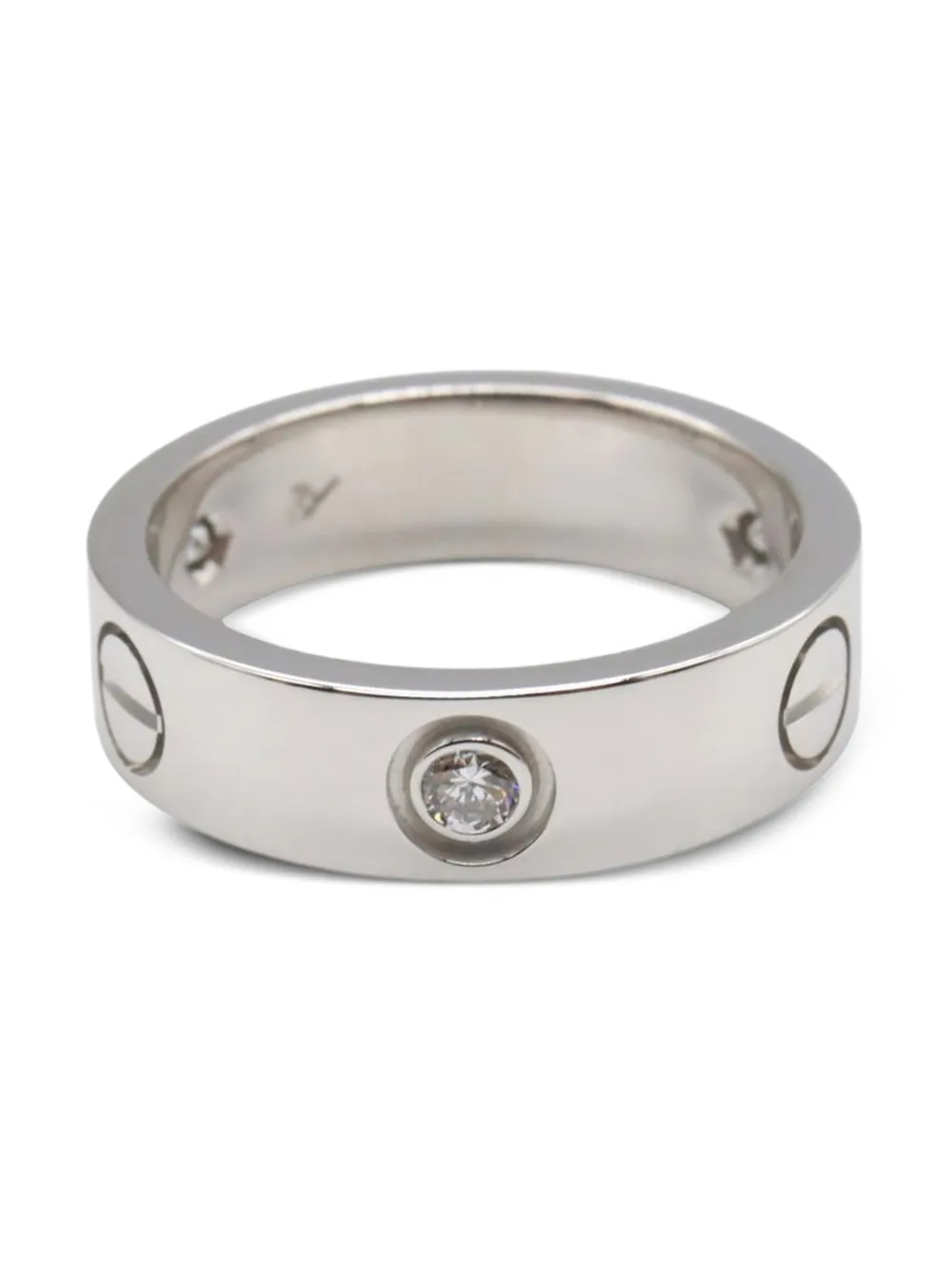 Pre-owned Cartier 14k White Gold Love Diamond Ring In Silver