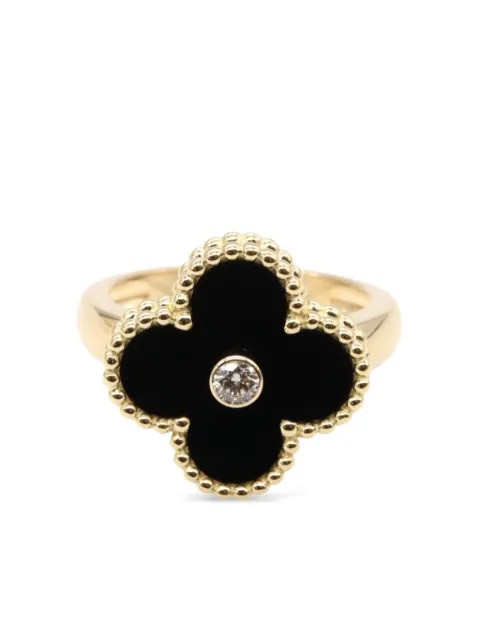 Van Cleef & Arpels Pre-Owned 18K gold Alhambra diamond and onyx ring