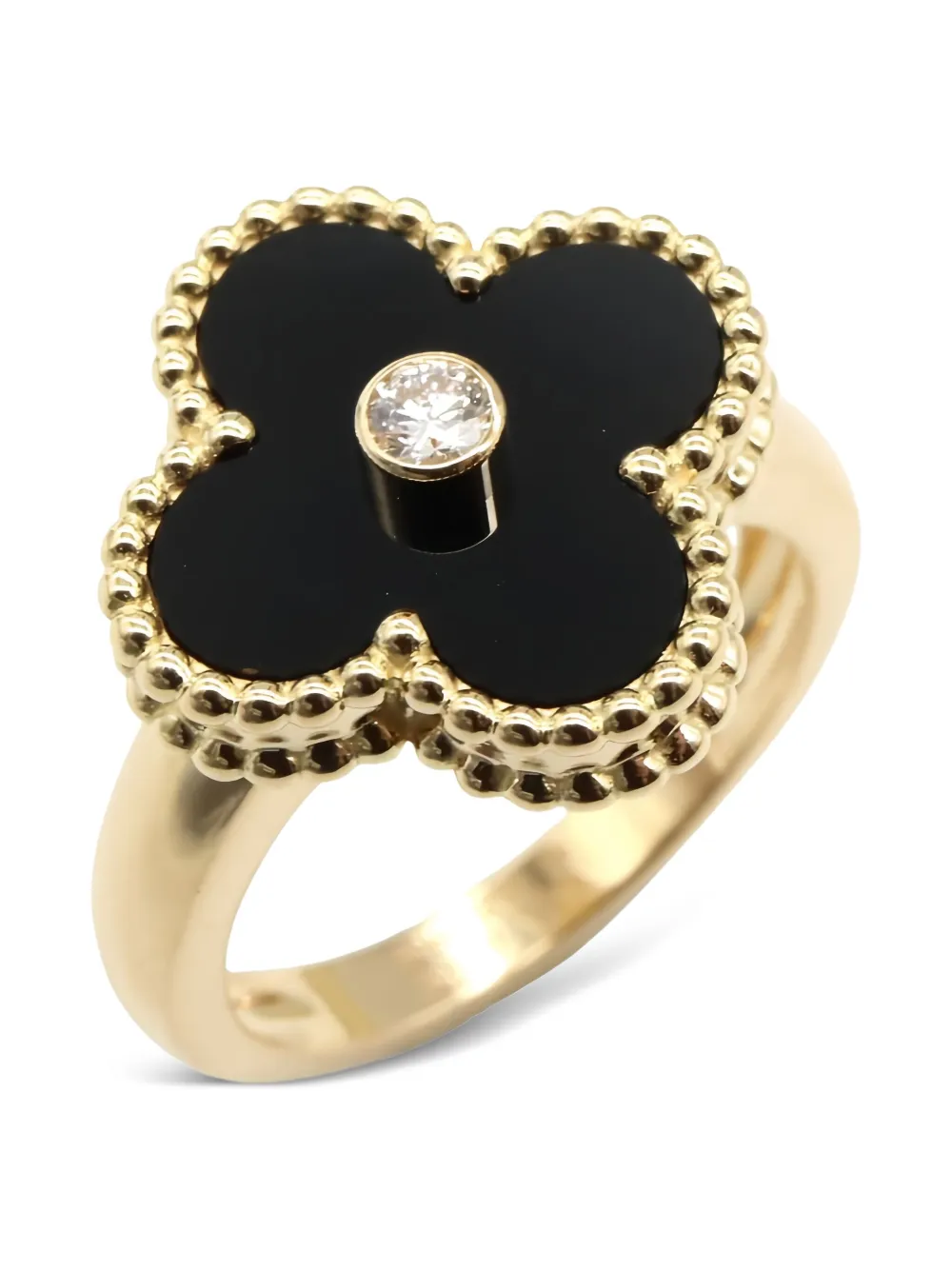 Van Cleef & Arpels Pre-Owned bague en or 18ct à onyx et diamant Alhambra | Image 2