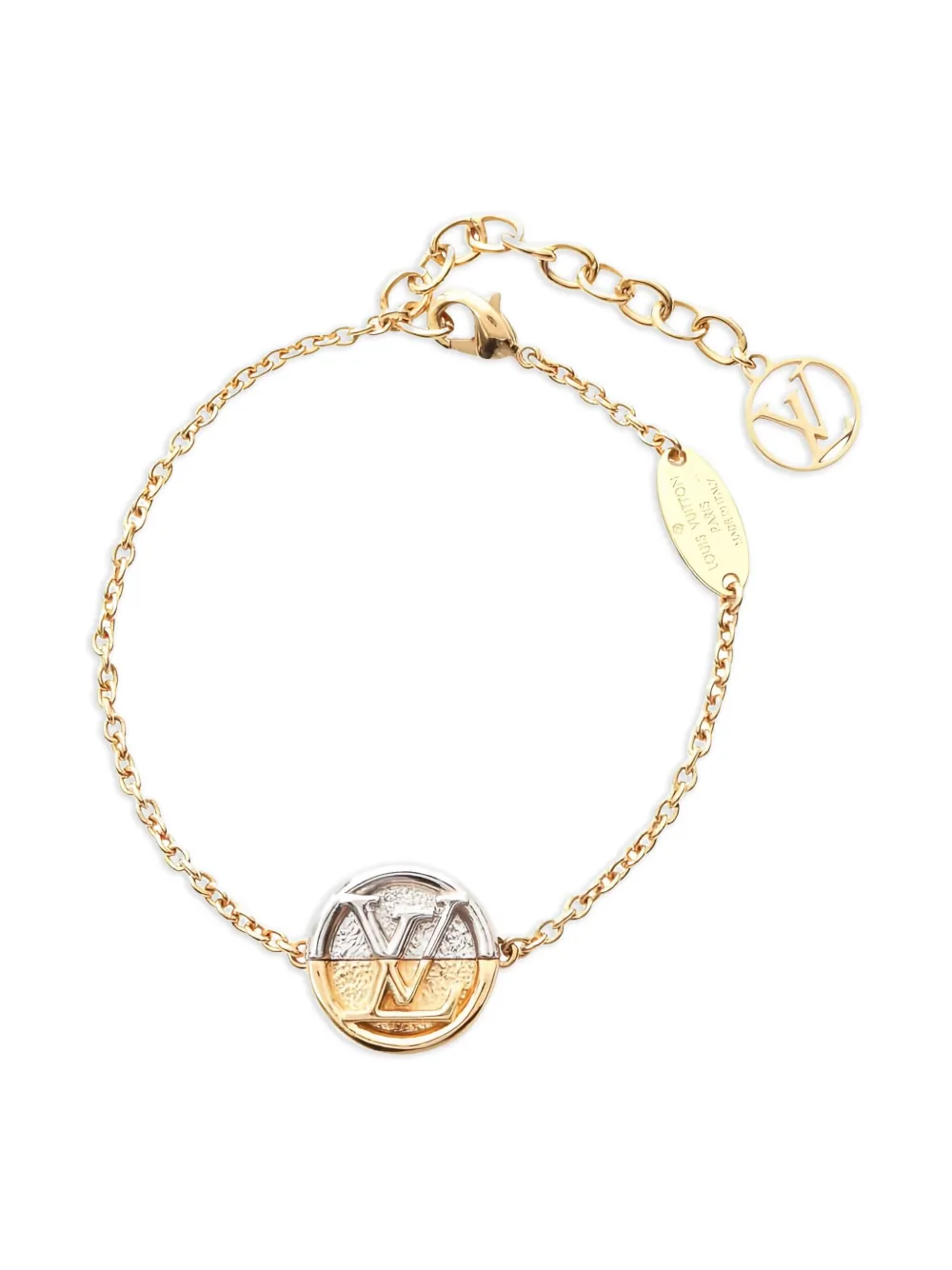 Pre-owned Louis Vuitton L To V Charm Bracelet In Gold