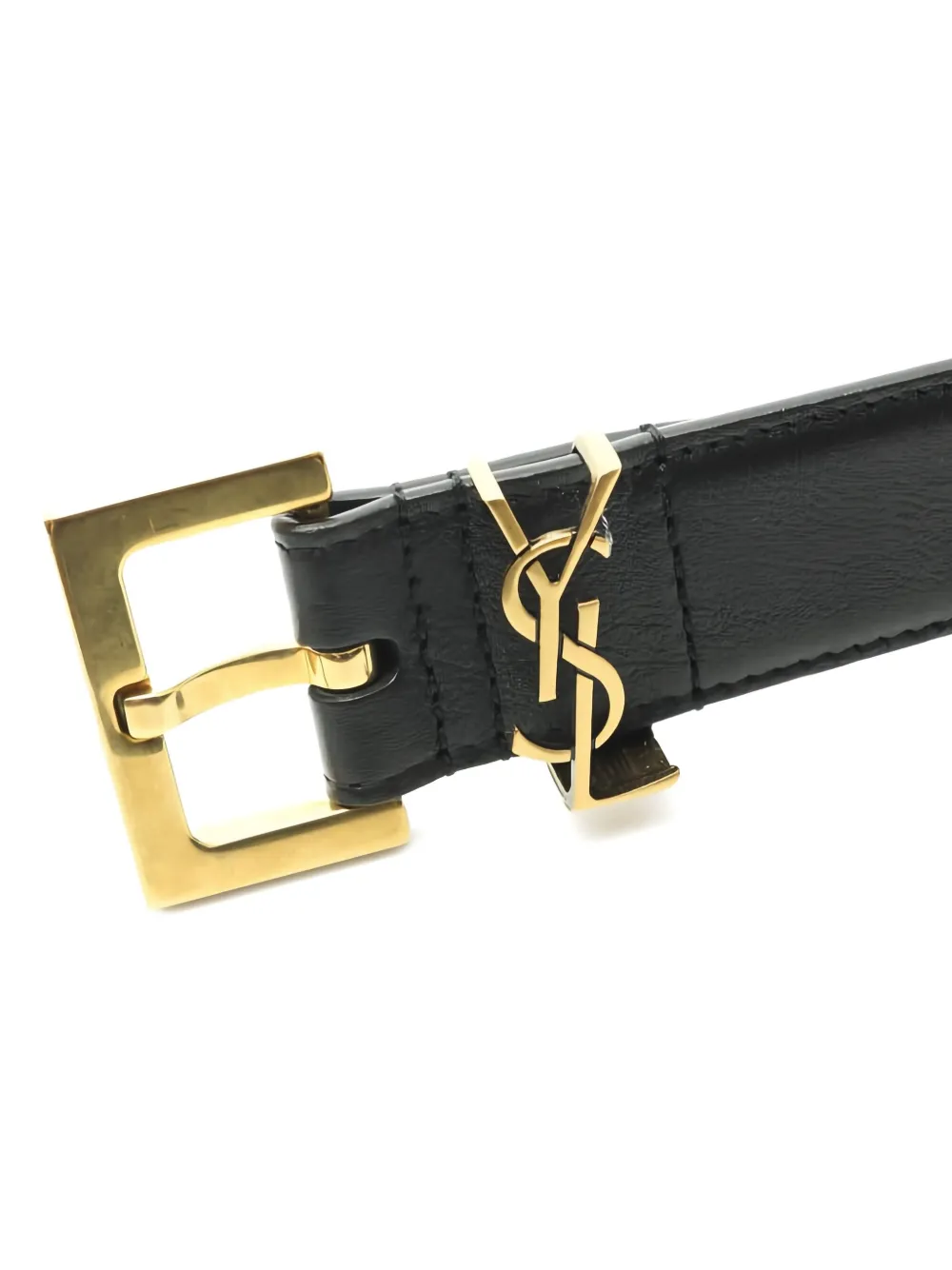 Saint Laurent Pre-Owned Cassandre square-buckle leather belt | Men | Image 2