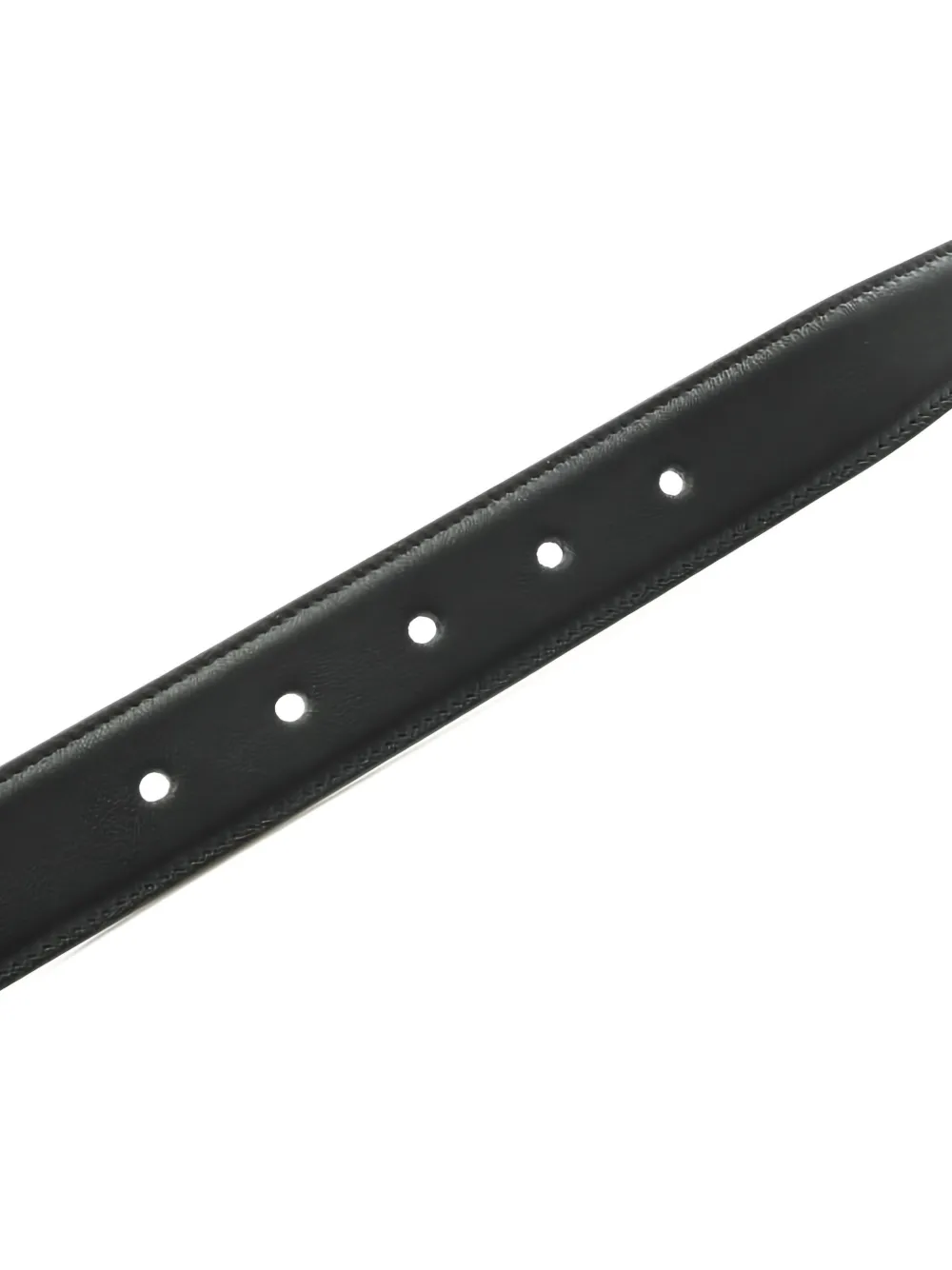 Pre-owned Saint Laurent Cassandre Square-buckle Leather Belt In Black