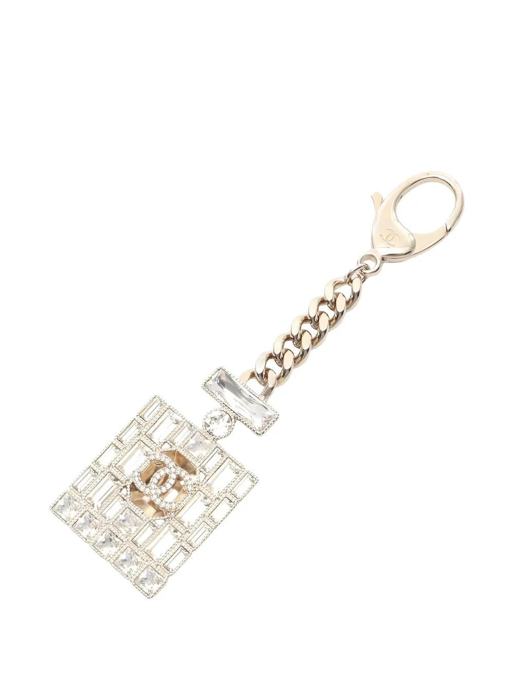 Pre-owned Chanel Perfume Bottle Coco Mark Keyring In Silver
