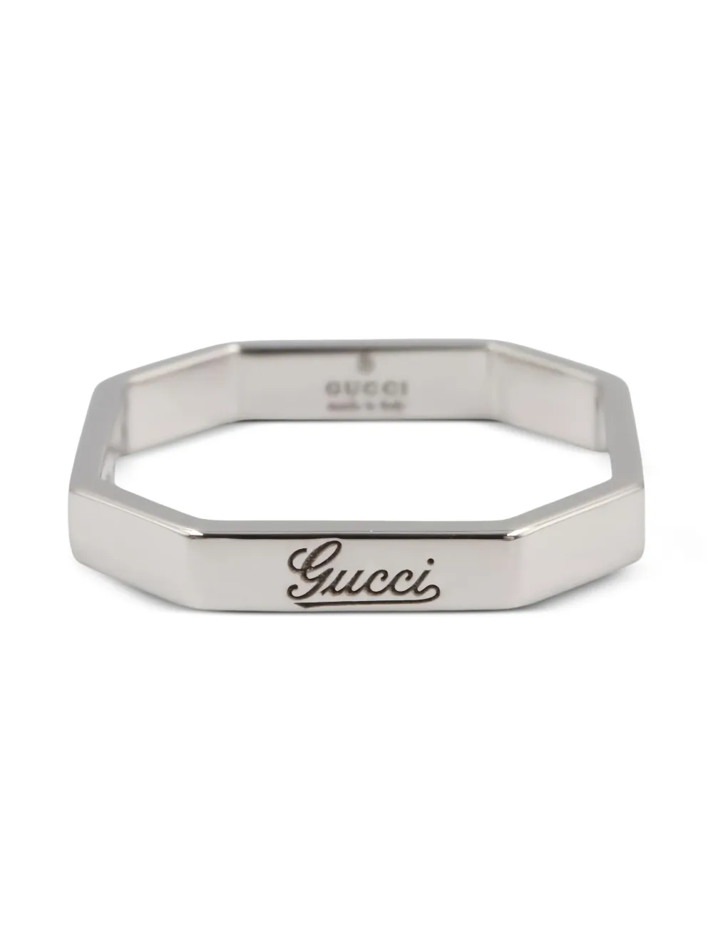 Gucci Pre-Owned 10s オクタゴン リング 18Kホワイトゴールド - シルバートーン Gucci Pre-Owned 10s オクタゴン リング 18Kホワイトゴールド - シルバートーン