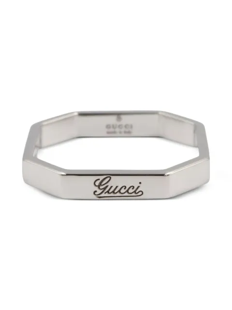 Gucci Pre-Owned خاتم ذهب أبيض عيار 18 بتصميم ثماني الأضلاع