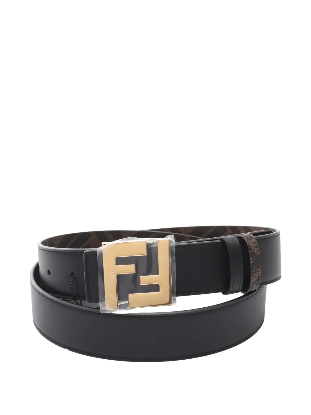 Pre-owned Fendi 20s Ff-logo Buckle Belt In Black