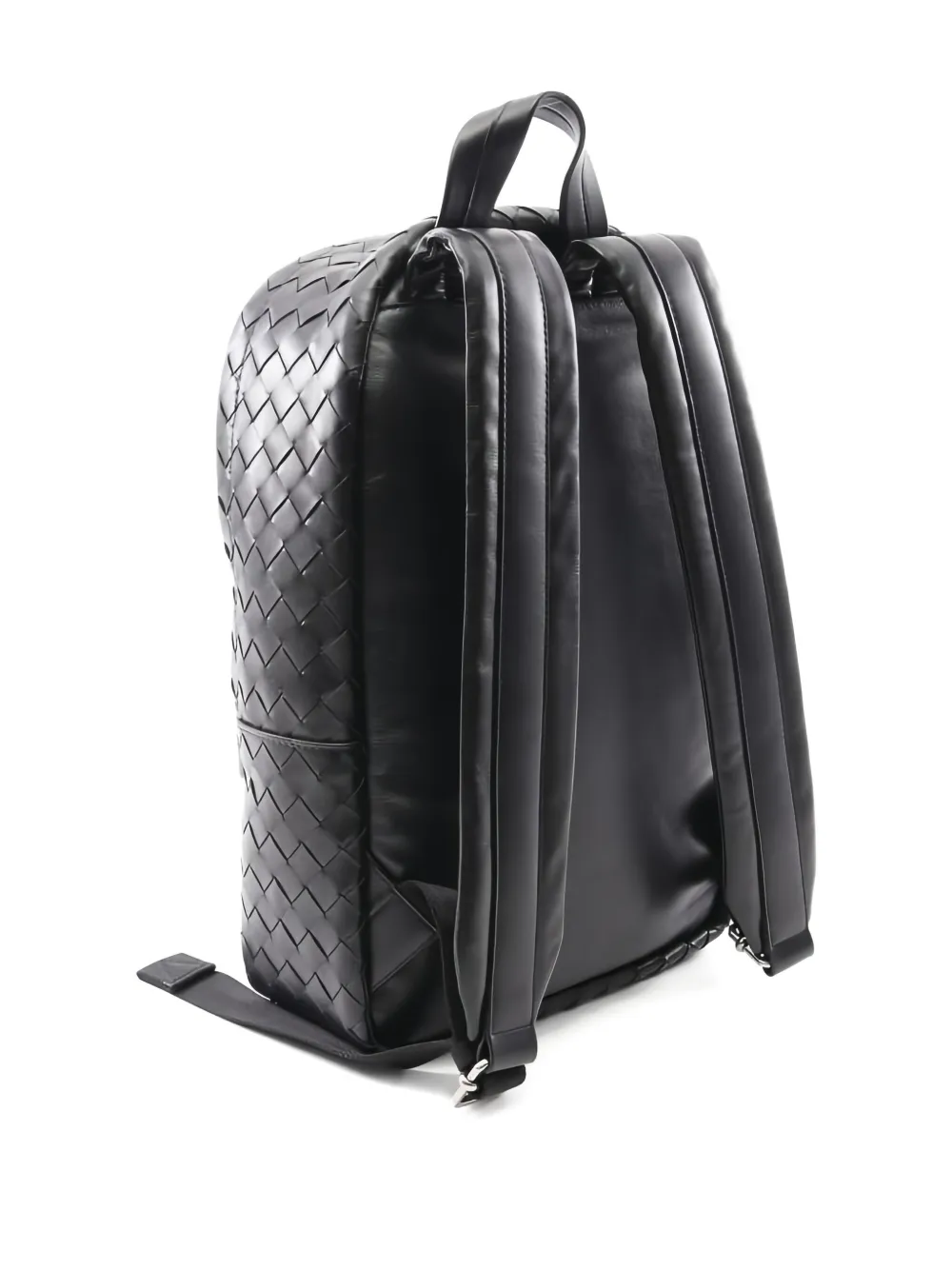 Pre-owned Bottega Veneta Intrecciato Leather Backpack In Black