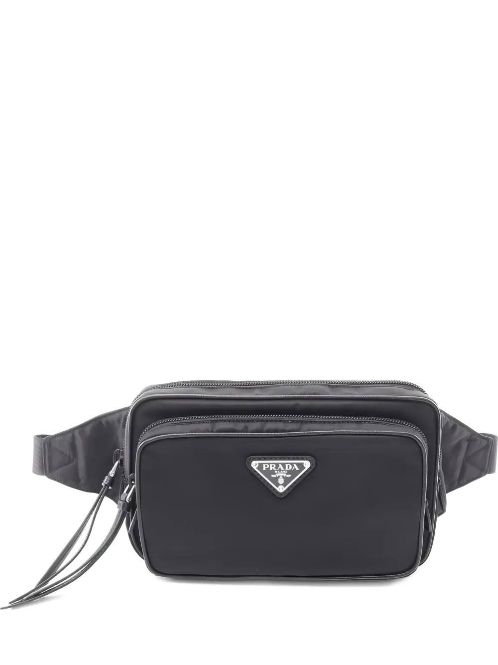 Pre-owned Prada 20s Logo-plaque Belt Bag In Black