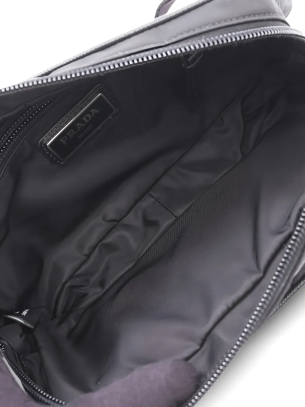 Pre-owned Prada 20s Logo-plaque Belt Bag In Black
