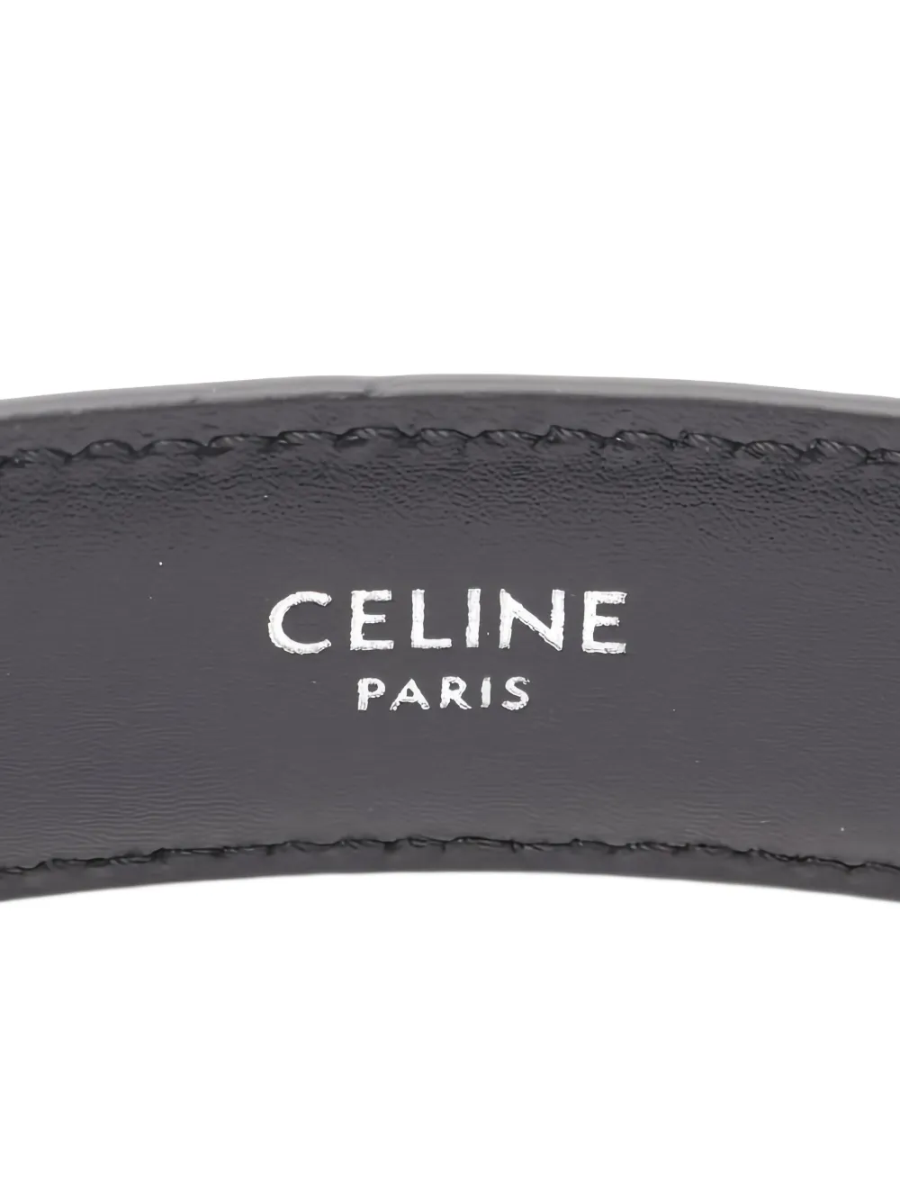 Pre-owned Celine 20s Triomphe-buckle Leather Belt In Black