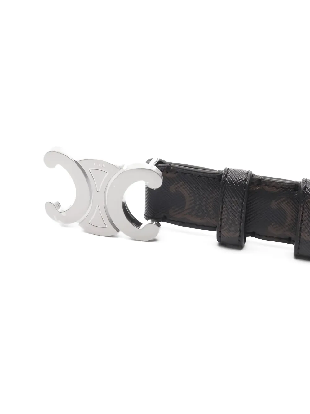Pre-owned Celine 20s Triomphe-buckle Leather Belt In Black