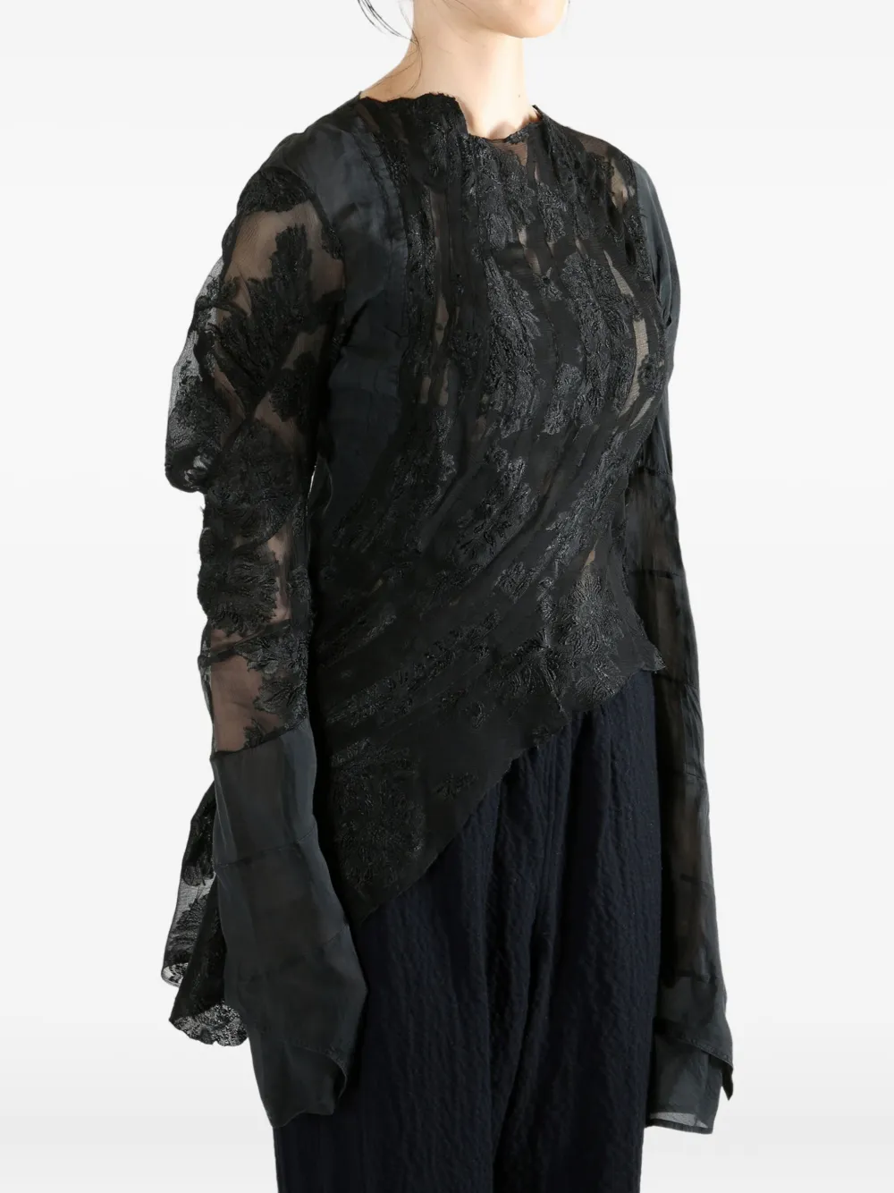 Marc Le Bihan Lace-panelled Blouse In Black