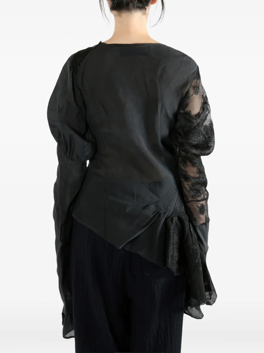 Marc Le Bihan Lace-panelled Blouse In Black