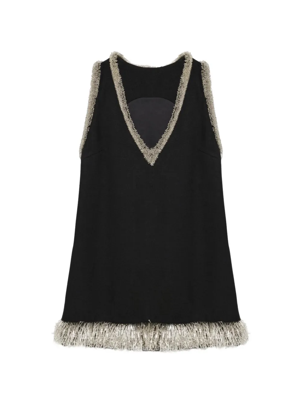 Simkhai Darcy bead-trimmed fringe-hem mini dress - Nero