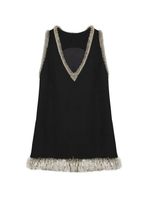 Simkhai Darcy bead-trimmed fringe-hem mini dress