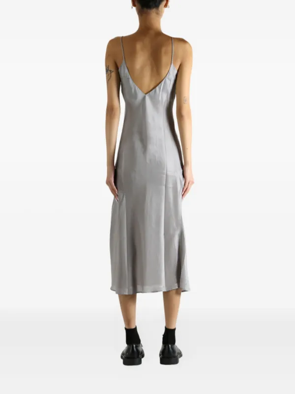 knee length dresses for ladies Voz Midi Slip Dress Silver Silk