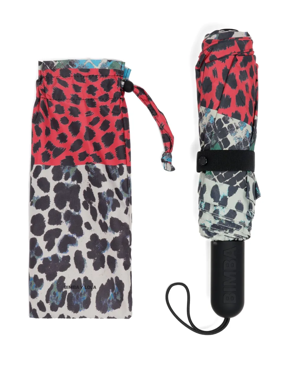 Bimba Y Lola Leopard-print Panel Umbrella In Pink