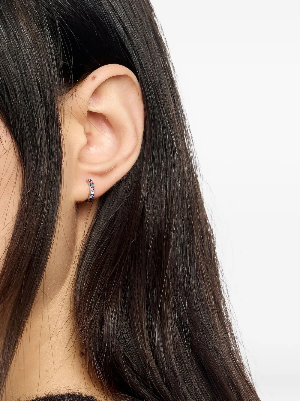 Bimba Y Lola Multigemstone Hoop Earrings In Silver