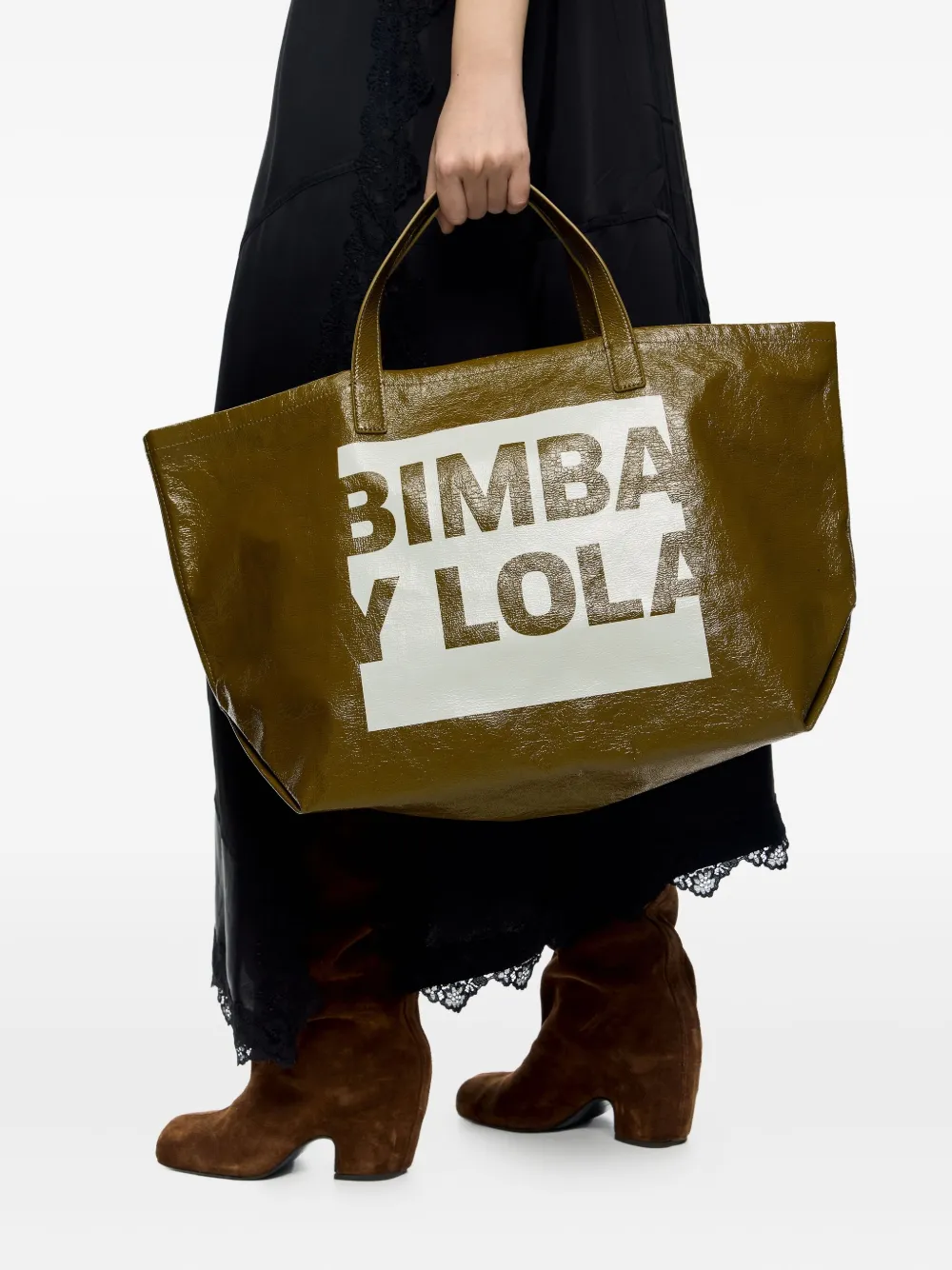 Bimba Y Lola Large Logo-plaque Tote Bag In Green