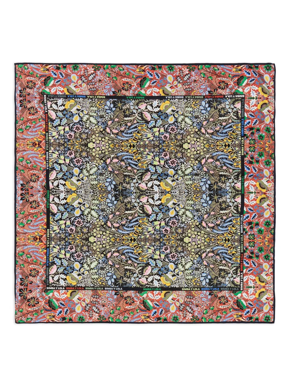 Bimba y Lola floral-print square scarf | Black | Image 1