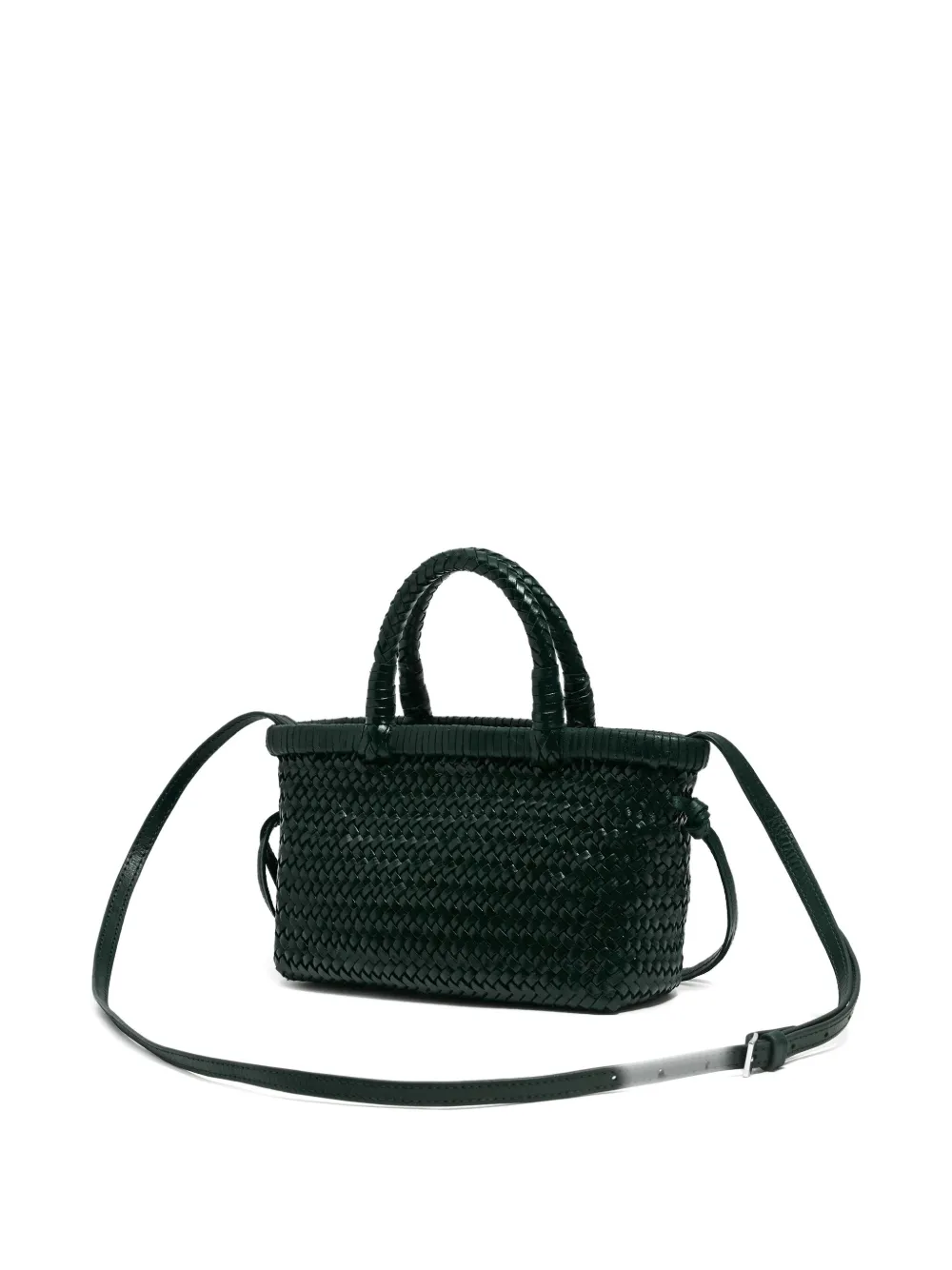 Bimba Y Lola Small Woven-leather Top-handle Tote Bag In Green