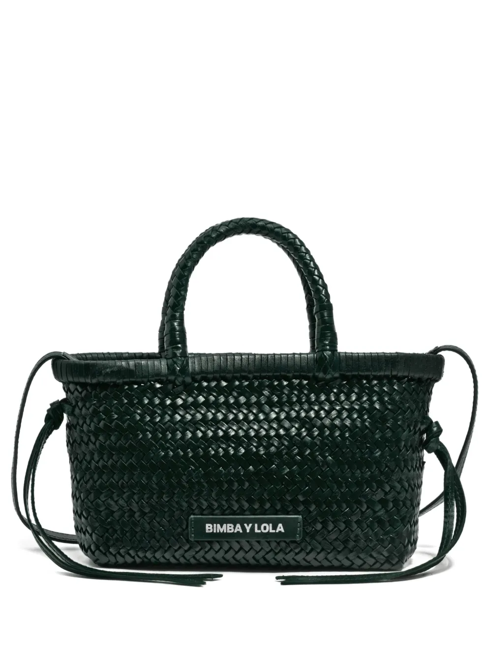 Bimba Y Lola Small Woven-leather Top-handle Tote Bag In Green