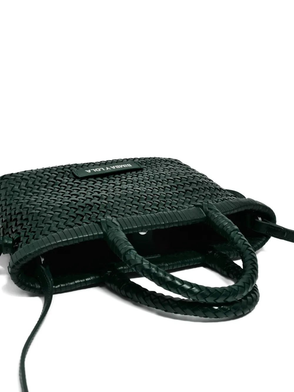 Bimba Y Lola Small Woven-leather Top-handle Tote Bag In Green