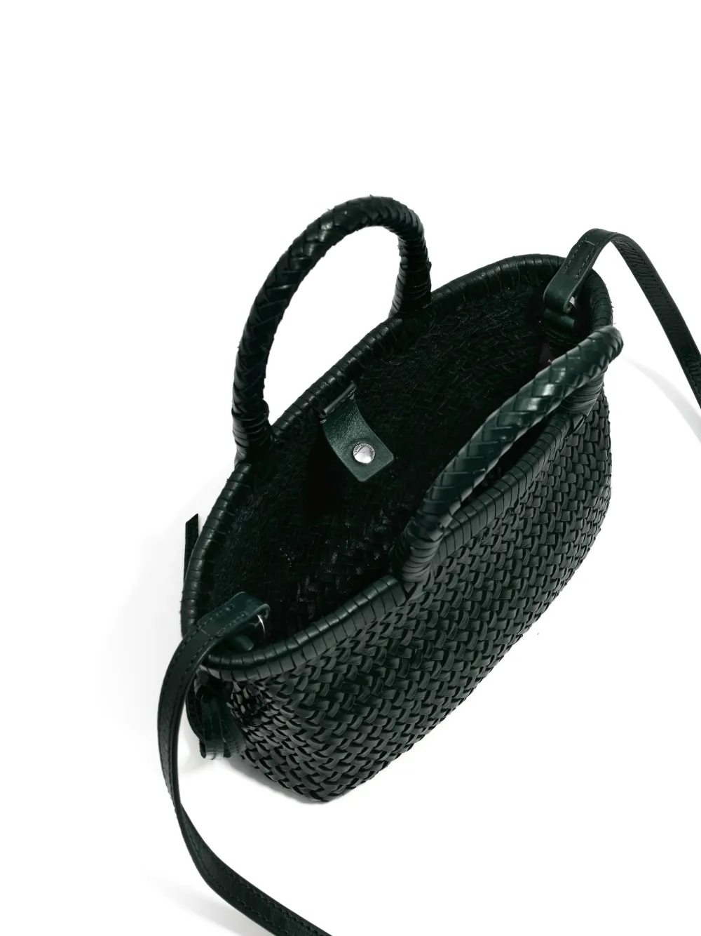 Bimba y Lola Kleine shopper van geweven leer met handgreep Groen