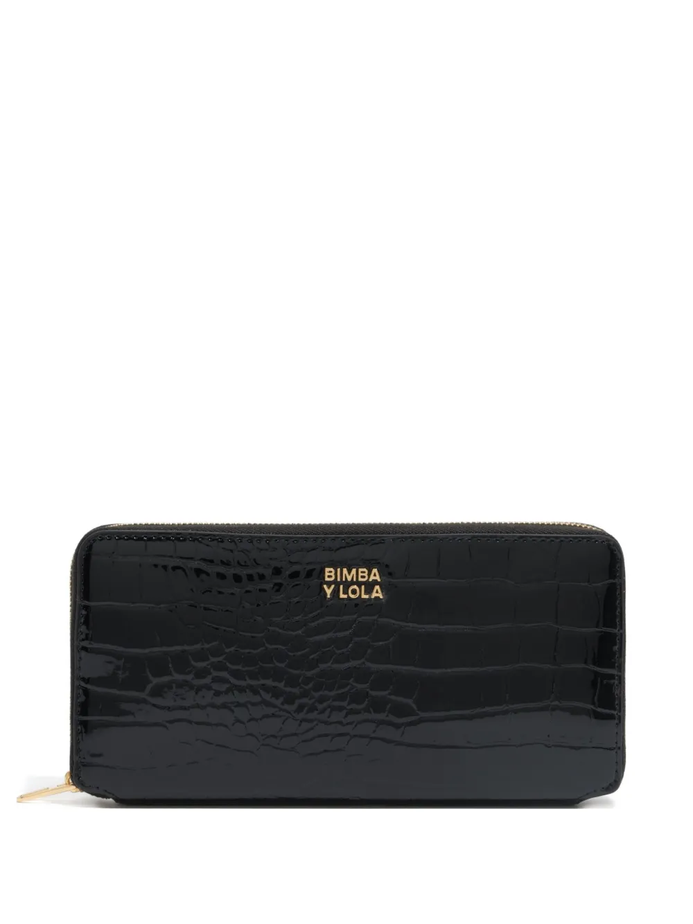 Bimba Y Lola Crocodile-effect Zip-around Wallet In Black