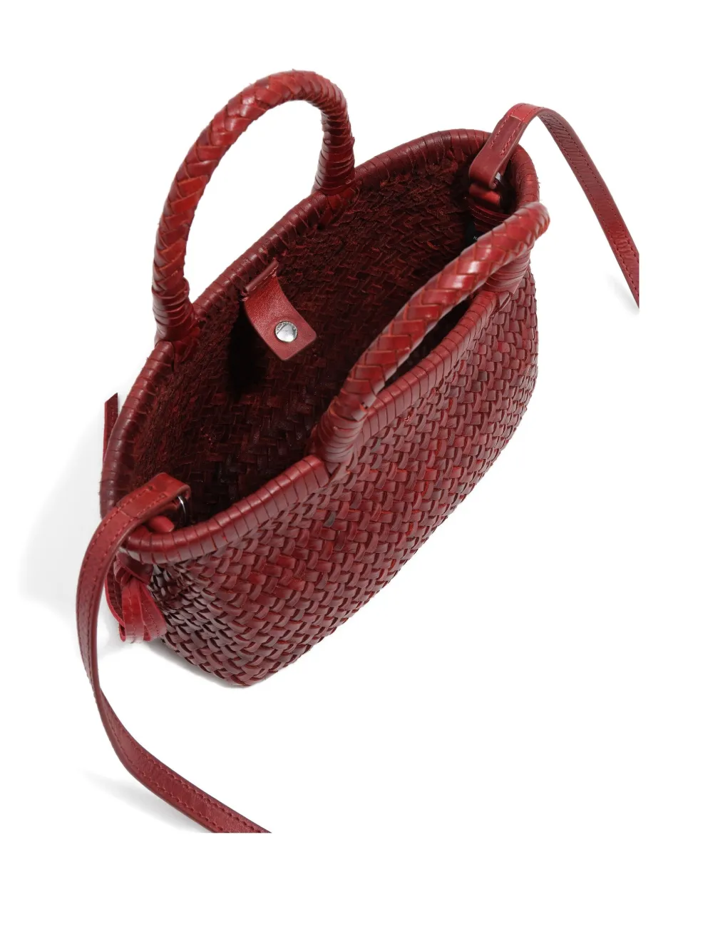 Bimba Y Lola Mini Woven Leather Tote Bag In Red
