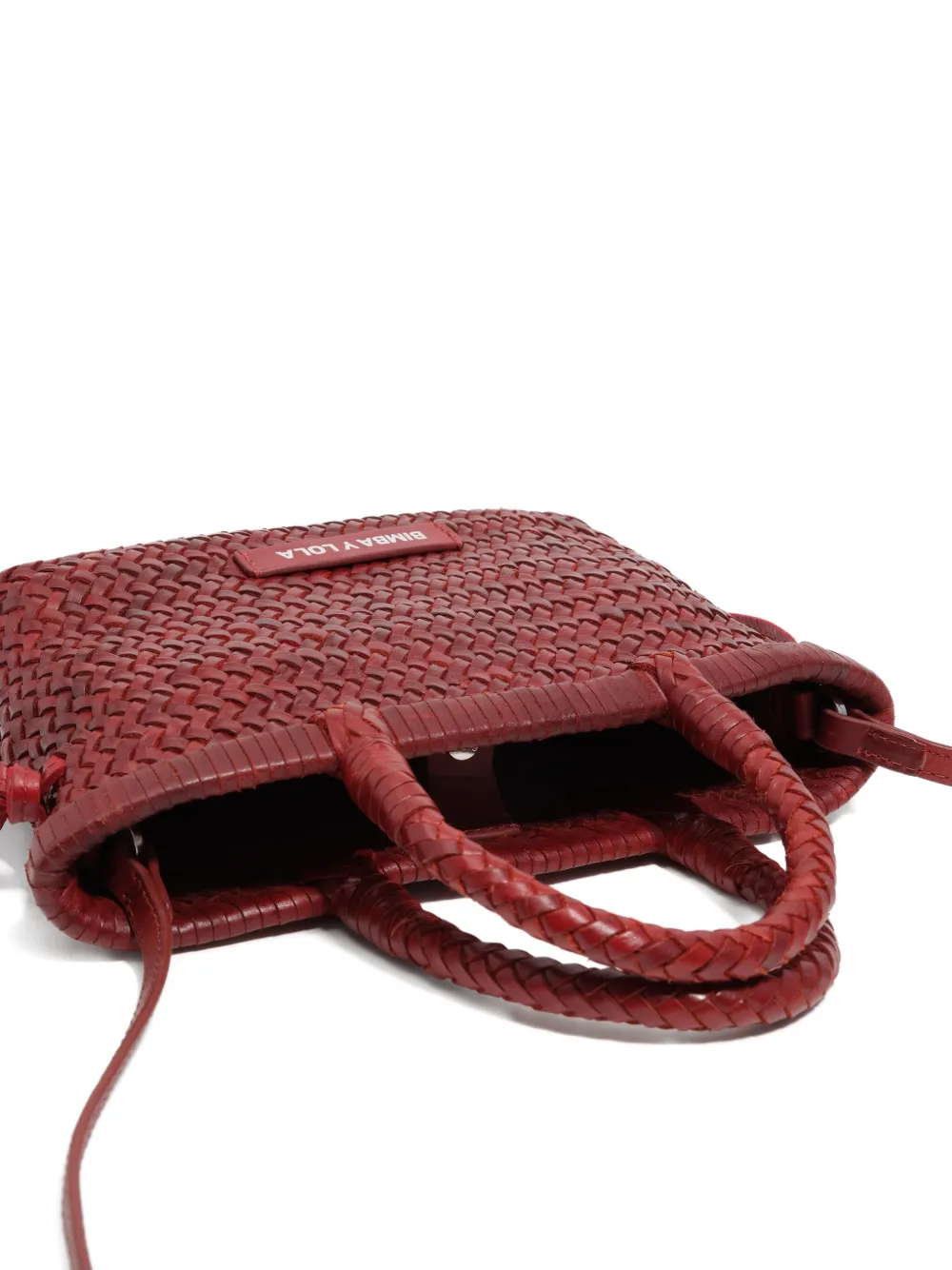 Bimba Y Lola Mini Woven Leather Tote Bag In Red