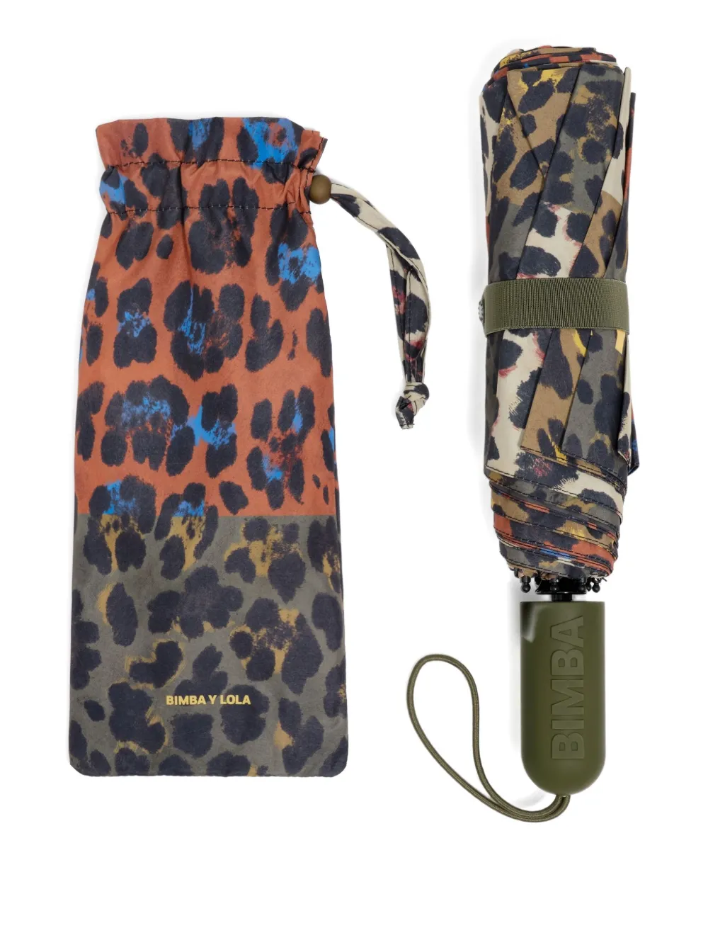 Bimba Y Lola Leopard-print Umbrella In Green