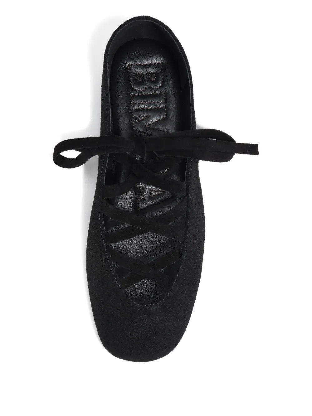 Bimba Y Lola Lace-up Suede Flat Pumps In Black