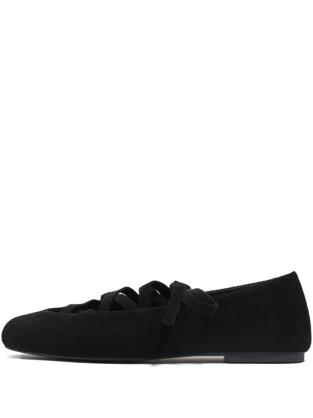 Bimba Y Lola Lace-up Suede Flat Pumps In Black