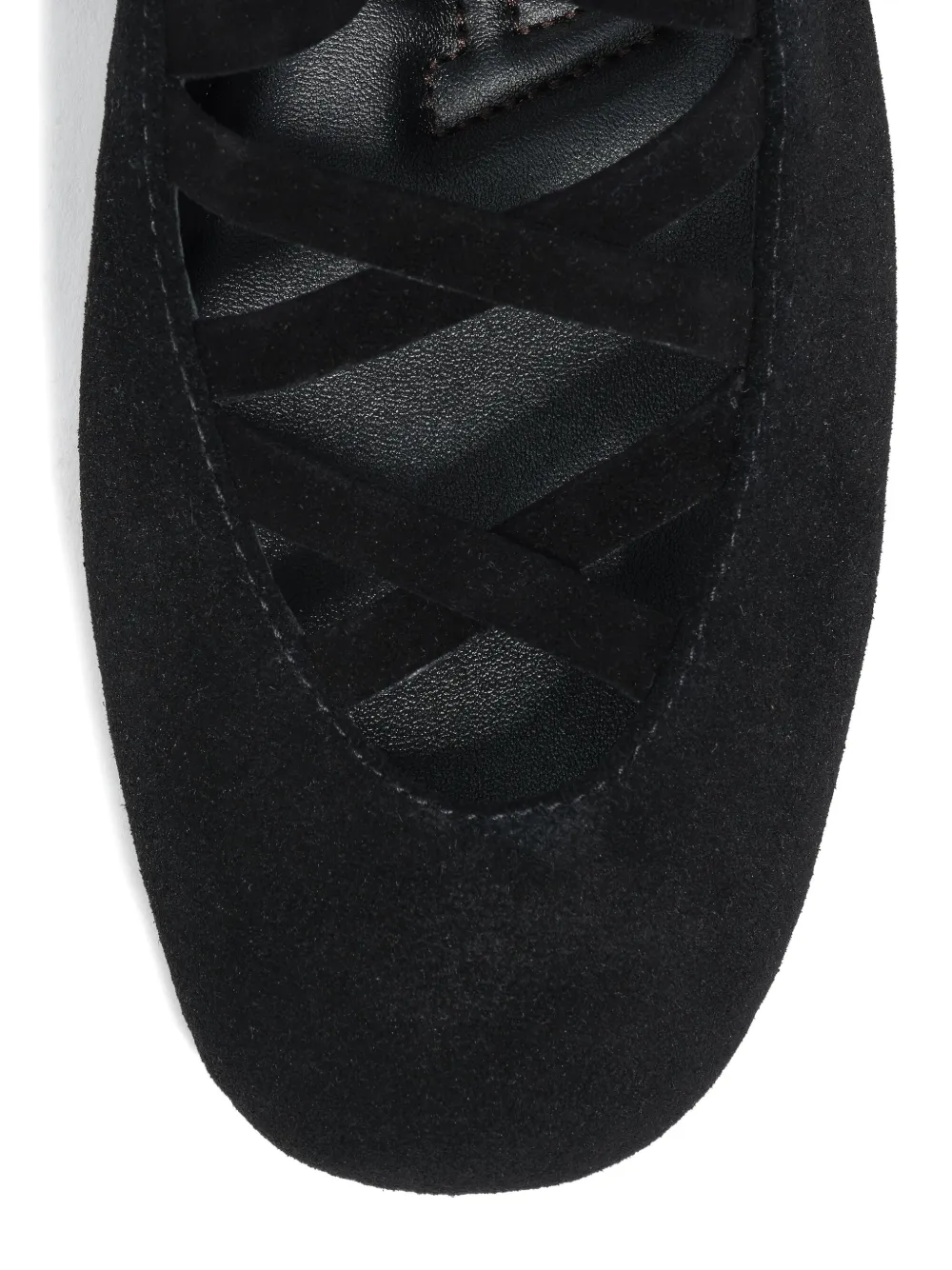 Bimba Y Lola Lace-up Suede Flat Pumps In Black