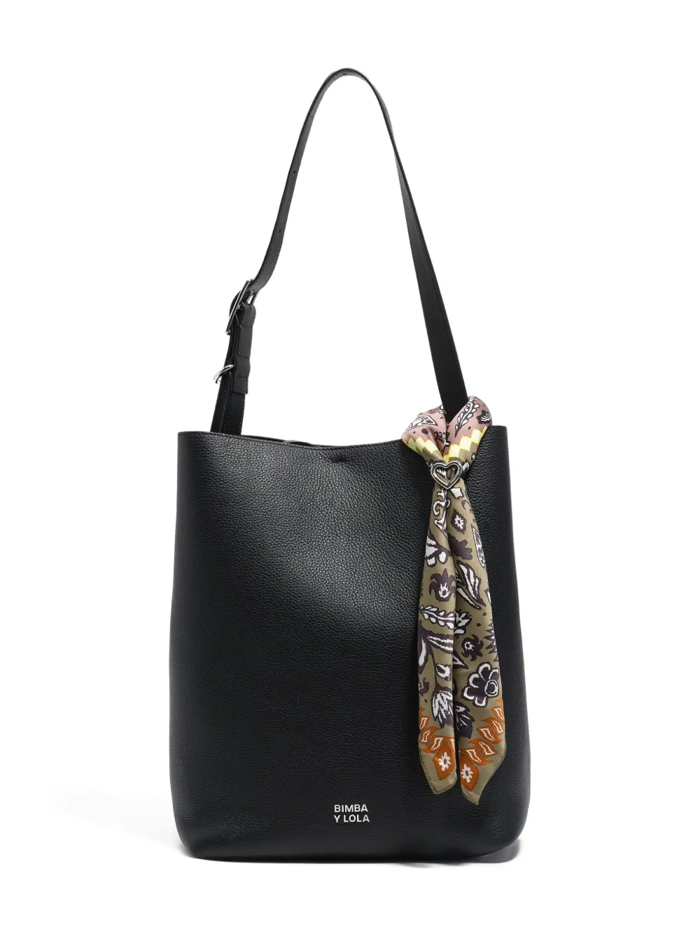Bimba Y Lola Floral-patterned Silk Scarf In Green