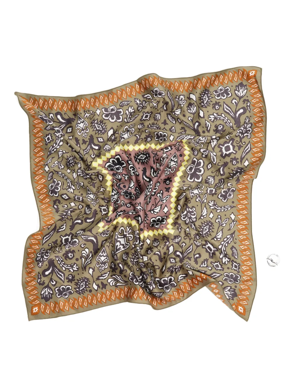 Bimba Y Lola Floral-patterned Silk Scarf In Green