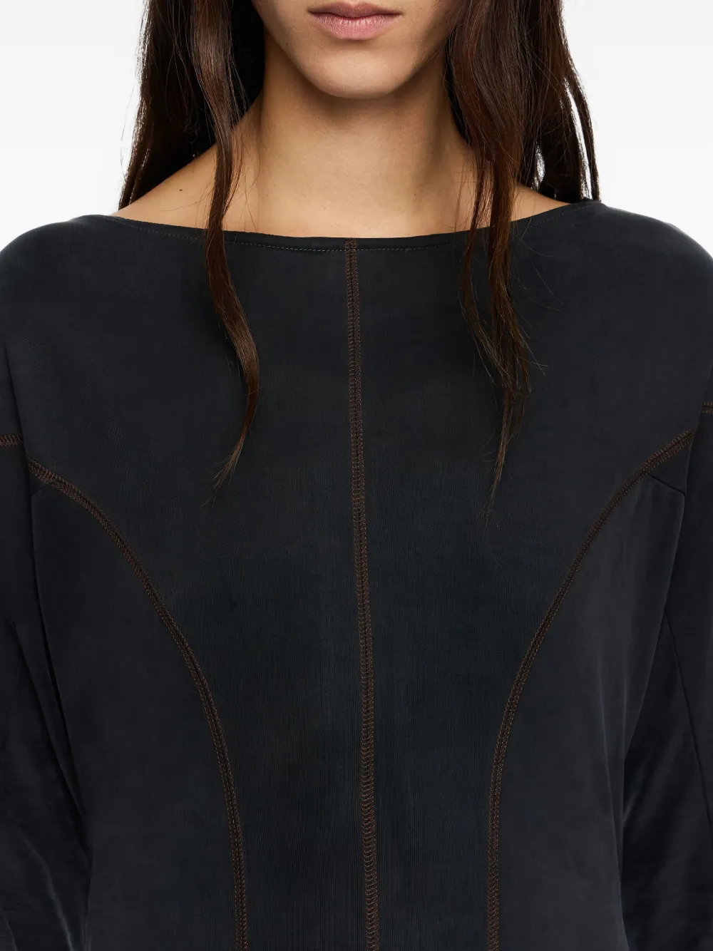 Bimba y Lola Jurk met boothals en naaddetail Zwart