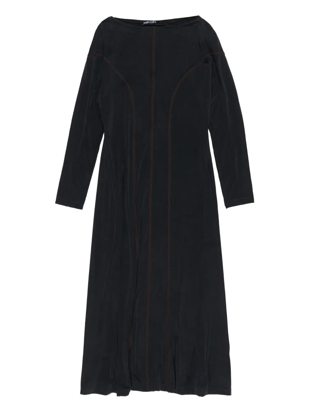 Bimba Y Lola Boat-neck Seam-detail Dress In Black