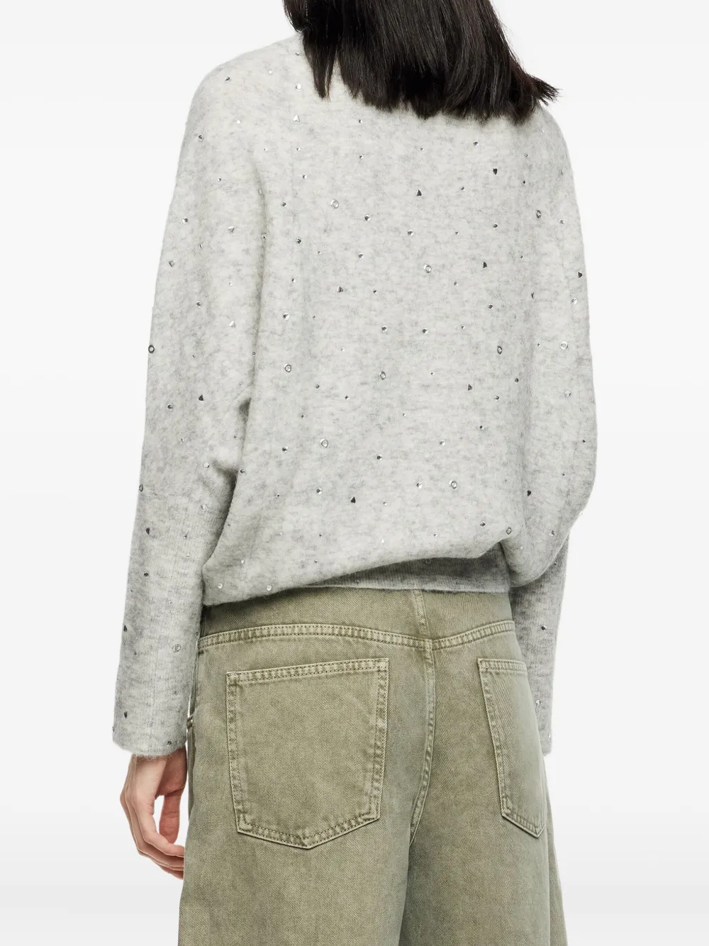 Bimba Y Lola Embellished Knit Sweater In Gray
