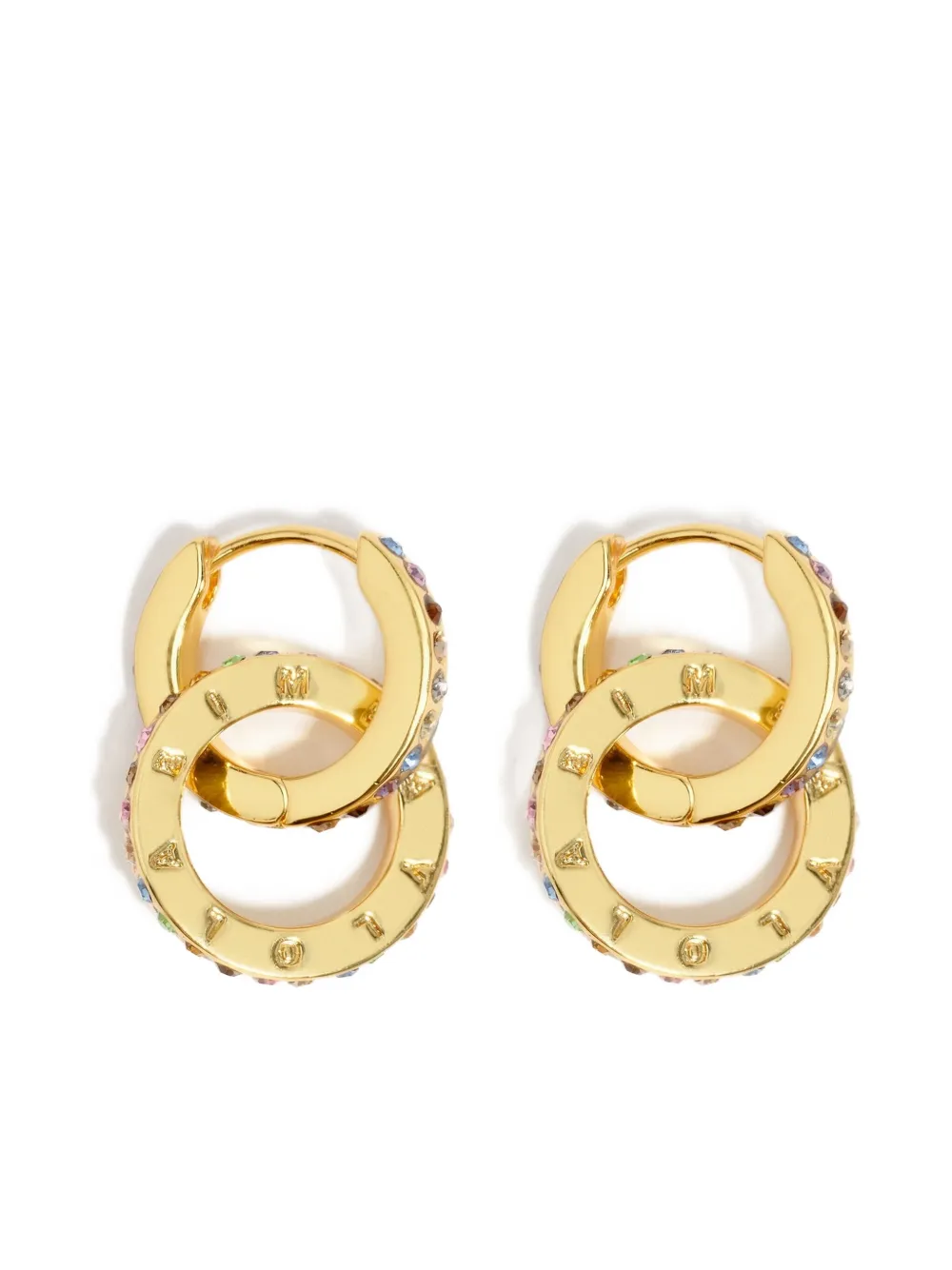 Bimba Y Lola Double Logo Hoop Earrings In Gold