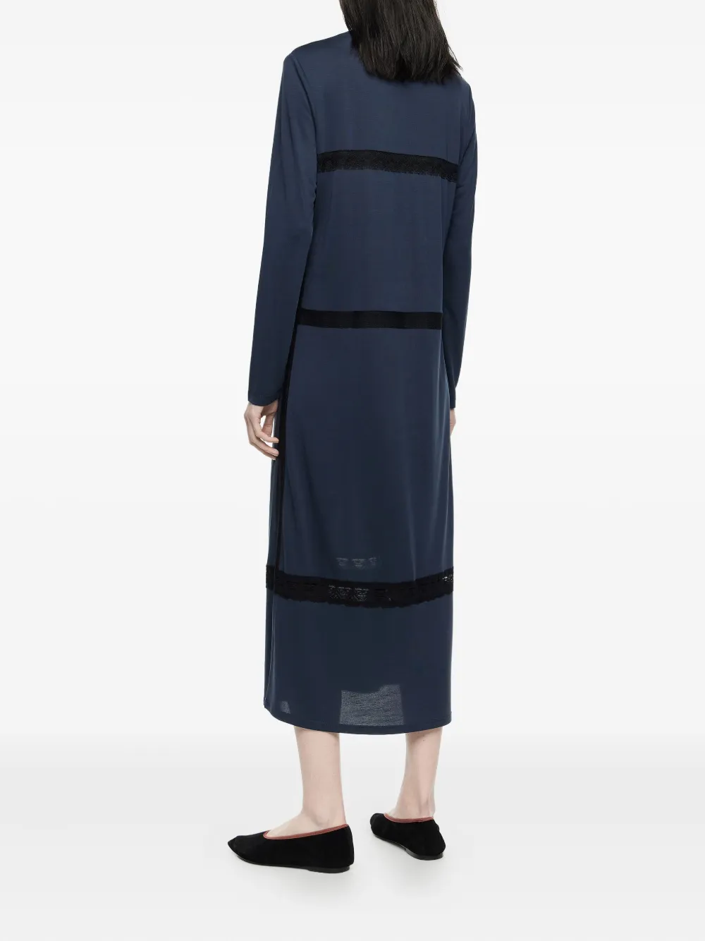 Bimba Y Lola Lace-insert Midi Dress In Blue