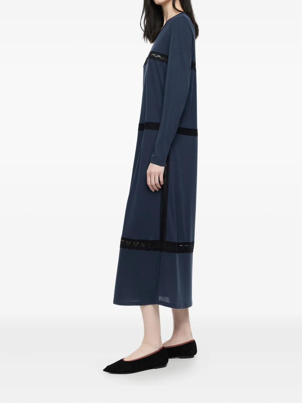 Bimba Y Lola Lace-insert Midi Dress In Blue