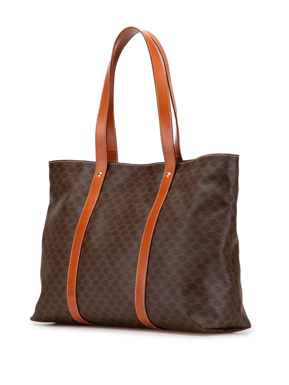 Pre-owned Celine 1998 Macadam Coated Canvas Tote Bag In Brown