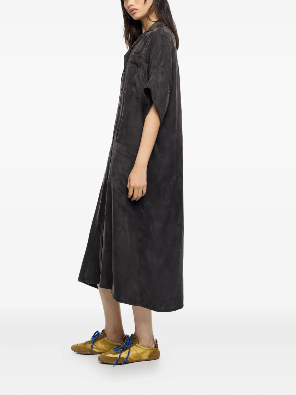 Bimba Y Lola Button-down Patch-pocket Dress In Black