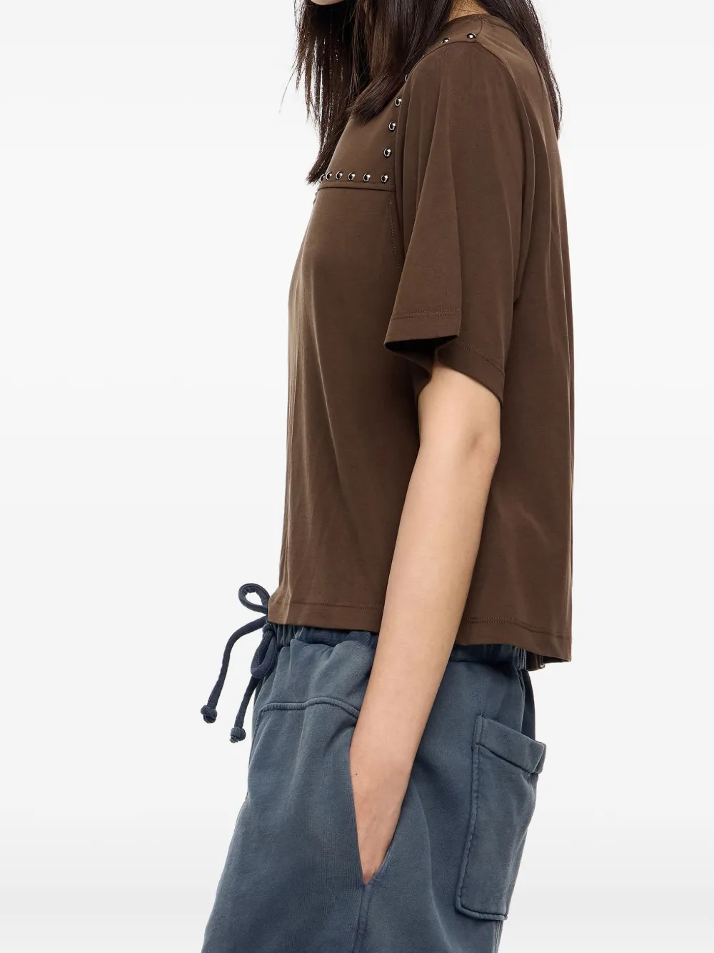 Bimba y Lola T-shirt verfraaid met studs Bruin