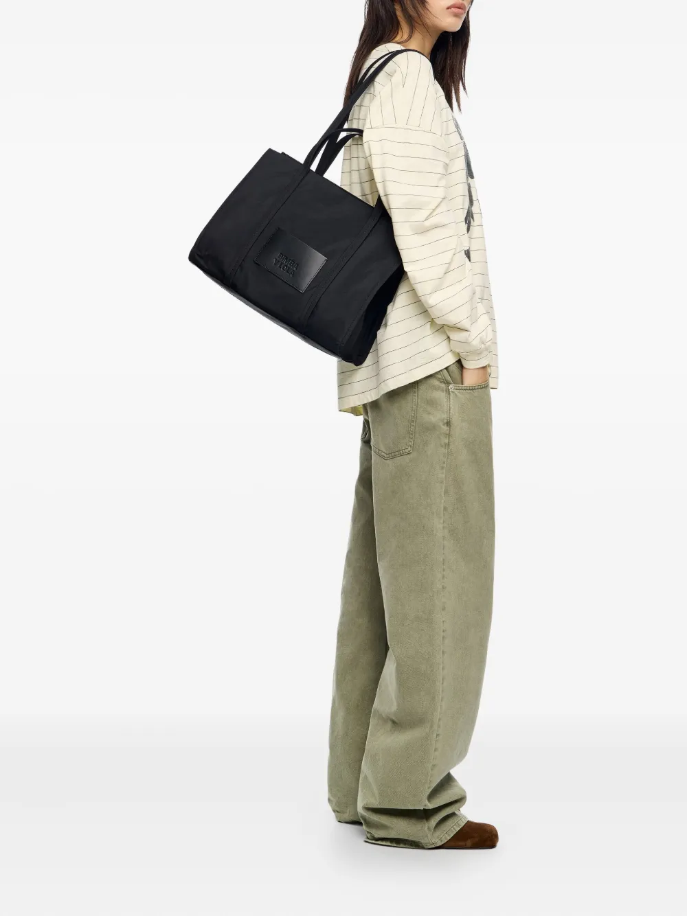Bimba y Lola Shopper met logoplakkaat - Zwart