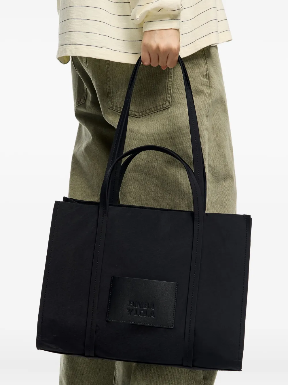Bimba Y Lola Shopper Logo-plaque Tote Bag In Black